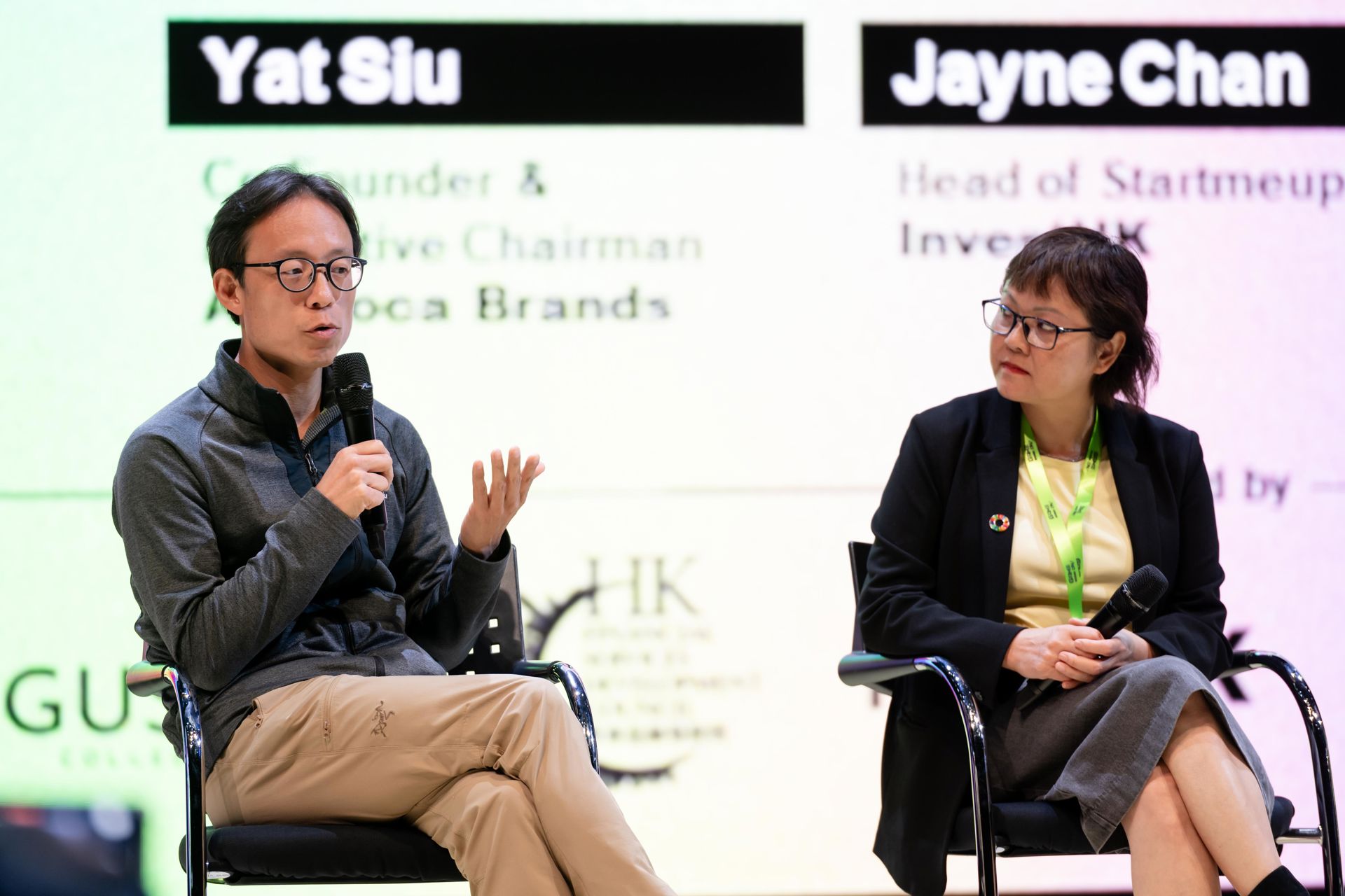 Photo shows the Co-Founder and Executive Chairman at Animoca Brands, Mr Yet Siu (left), discussing digital ownership and the web3 opportunities in Hong Kong at Game On! 2023.
