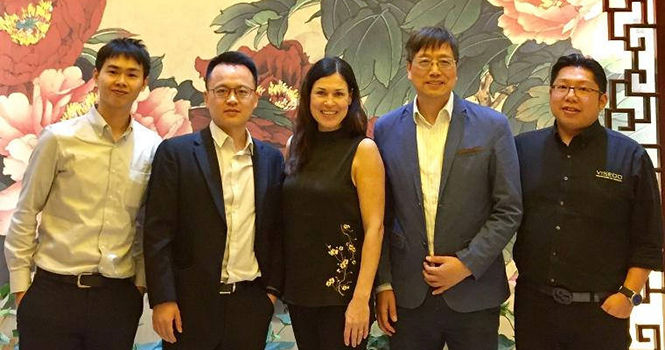 (From left) Project Manager of Visedo Asia, Mr Kerr Ke; the Director, Business Development of Visedo Asia, Mr Wang Chao; Chief Marketing Officer of Visedo, Ms Nina Harjula; the Managing Director of Visedo Asia, Mr Tony Wong; and the Director, Sales & Marketing of Visedo Asia, Mr Barry Yung.
