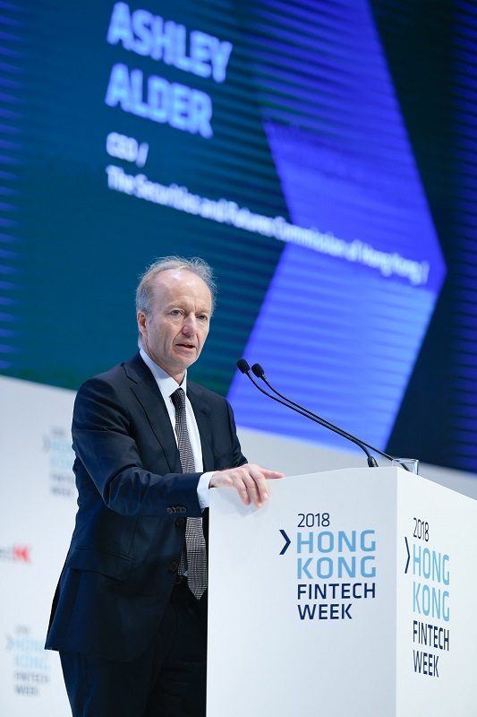 Ashley Alder, CEO, Securities and Futures Commission announced new regulatory approach for virtual assets during Hong Kong Fintech Week 2018.